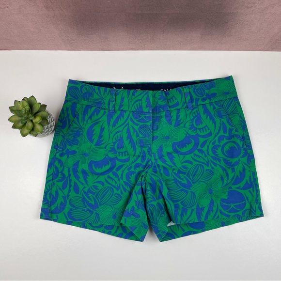 Talbots Pants - Talbots The Daily Shorts Blue Green Floral Tropical Women Size 12 Petite